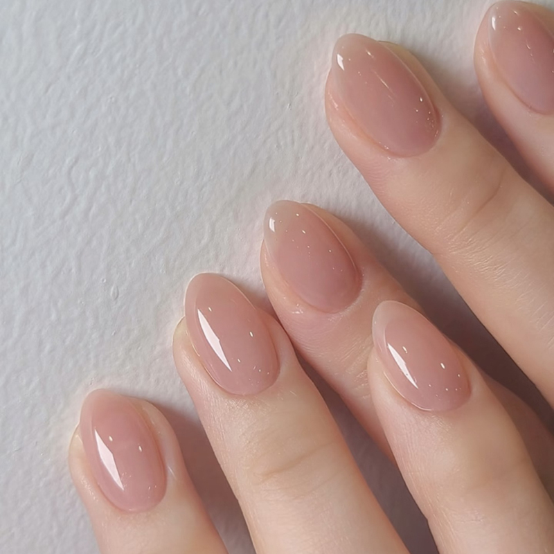 Minimalist Solid Color Fake Nails Glossy Medium Almond Fake Nails