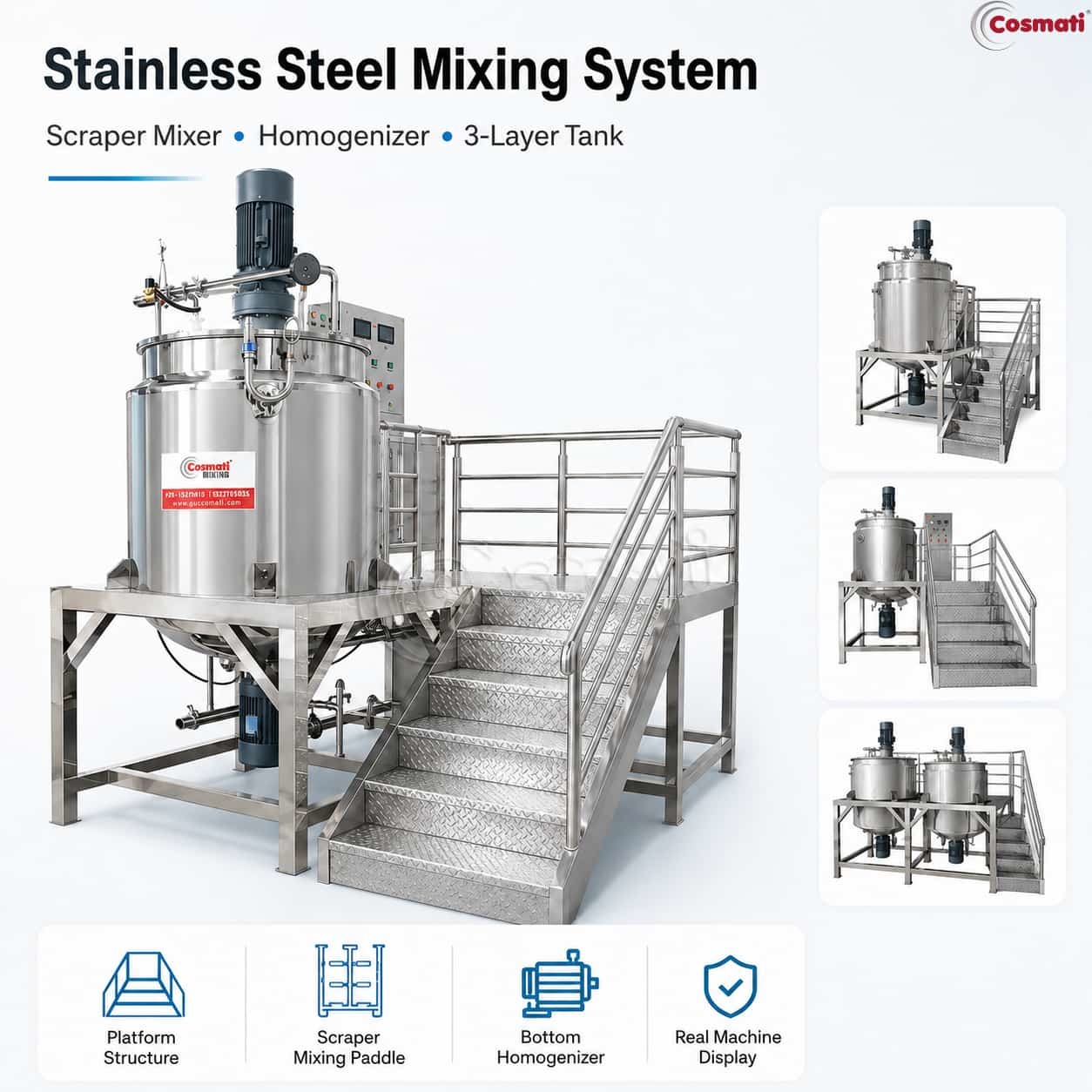 Hummus Soybean Paste High Shear Homogenizing Mixer 500L 1000L 316L