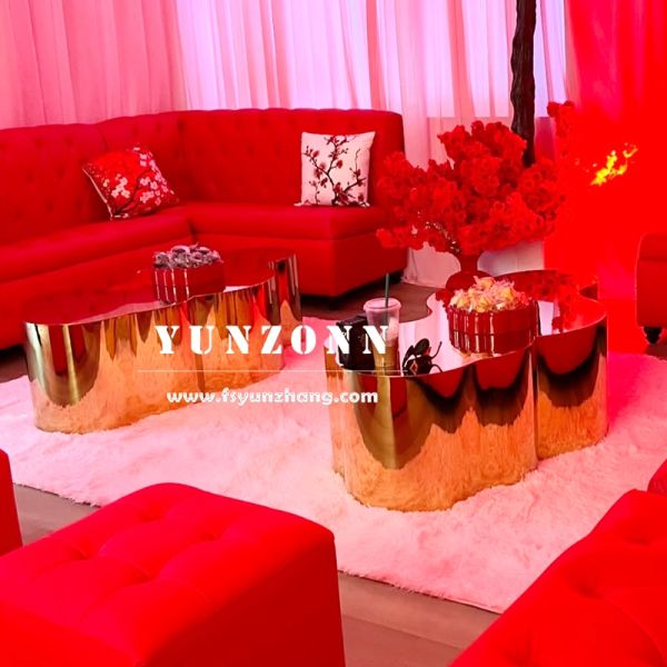 Gold Hollywood Unique Creative Design Coffee Table Luxury Metal Stump Type Center Table for Home Dining and Living Room Use