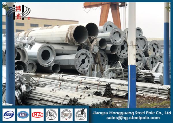 HDG Polygonal  Q460 Galvanized Steel Pole With Climbing Ladder