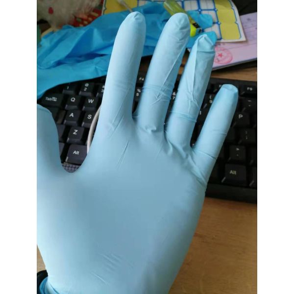 Blue White Disposable Nitrile Examination Gloves Multi Size For Food Handling