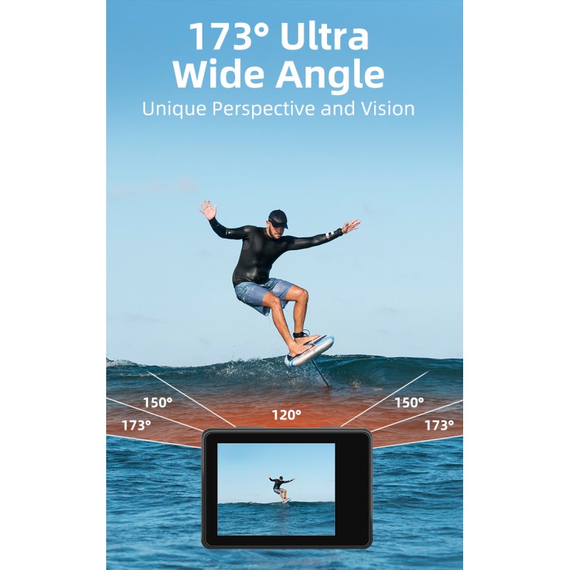 Newest HD 5K Dual Screen Action Sports Camera 30M Waterproof&Anti  Camera with Wifi Sport Camera for Surfing&Diving&Skiing