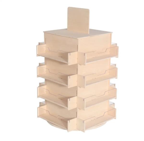 3 Tier Wooden Display Stands Rotating Countertop Display Stands For Coasters