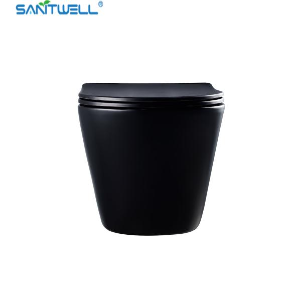 Chaozhou Hot Sale Matt Black Ceramic Rimless wall-hung toilet For European Market