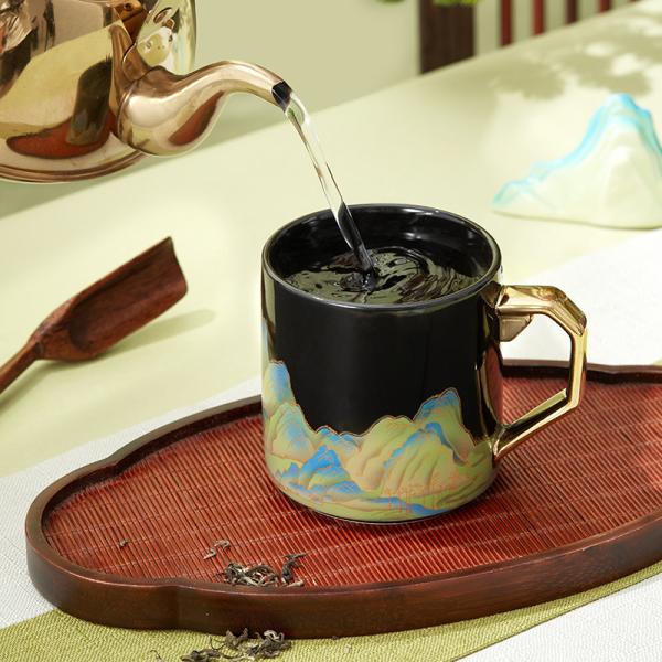 Stoneware Earthenware Ceramic Golden Handle Mug With Custom Design Color Changing Mug