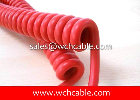 300V TPU Curly Cable UL21198 20AWG 4C OD5.2mm VW-1 Matt Black L=230mm Straight Tails