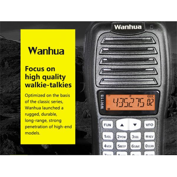 Wanhua WH118 Handheld Radio Walkie Talkie 2W Output Power Dual-band UHF VHF Long Range