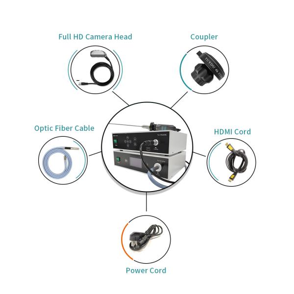 TUYOU Sistema de cámara para endoscopia ENT Full HD con fuente de luz LED fría de 100W para cirugía de endoscopia rígida