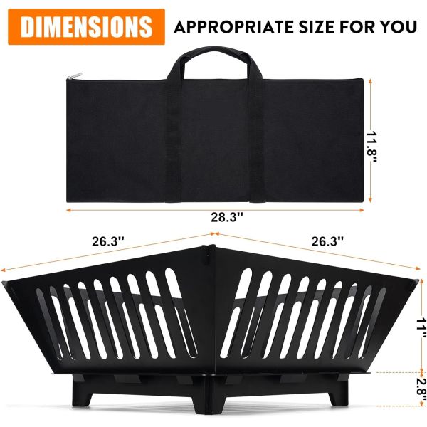 Огонь 25 дюймов Внешний сжигающий древесину портативный камин бревенчатая печь камин для барбекю кемпинга костер костер