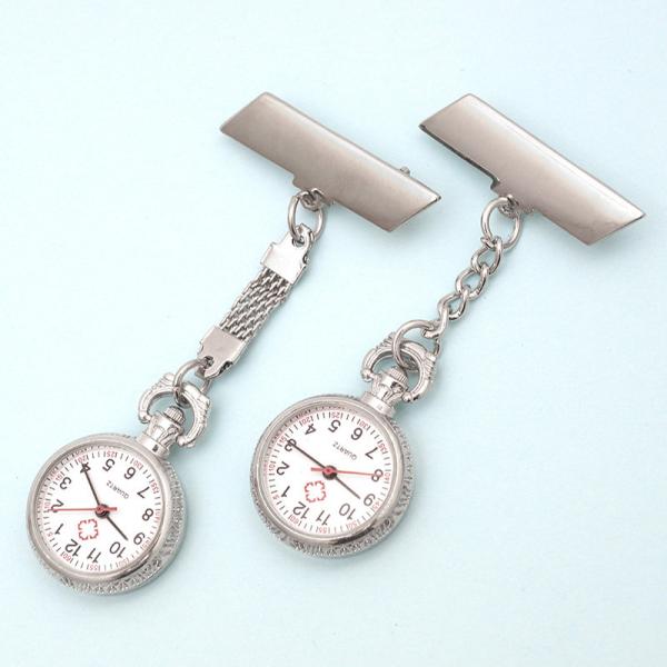 Classic Medical Watches Alloy Quartz Pocket Nurse Watch Clip-on Fob Doctor Quartz Clock Brooch Pendants Silver Hospital