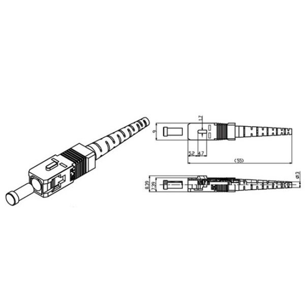 SC UPC Simplex 2.0mm Blue Fiber Optic Connectors Meet UL94-V0 Flammability Requirements