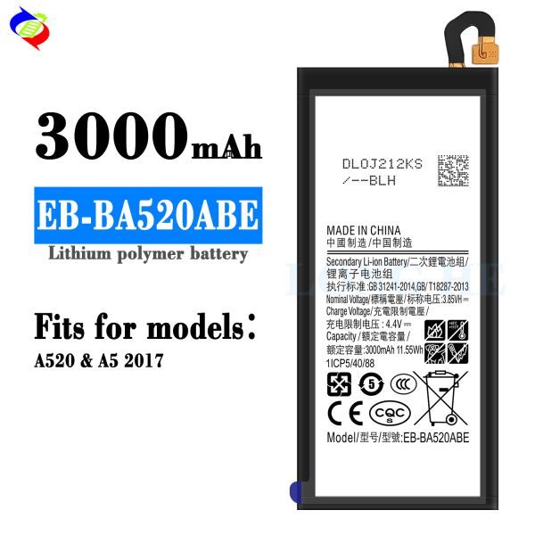 Original Capacity Rechargeable Battery for Samsung A5 2017 A520F SM-520F EB-BA520ABE