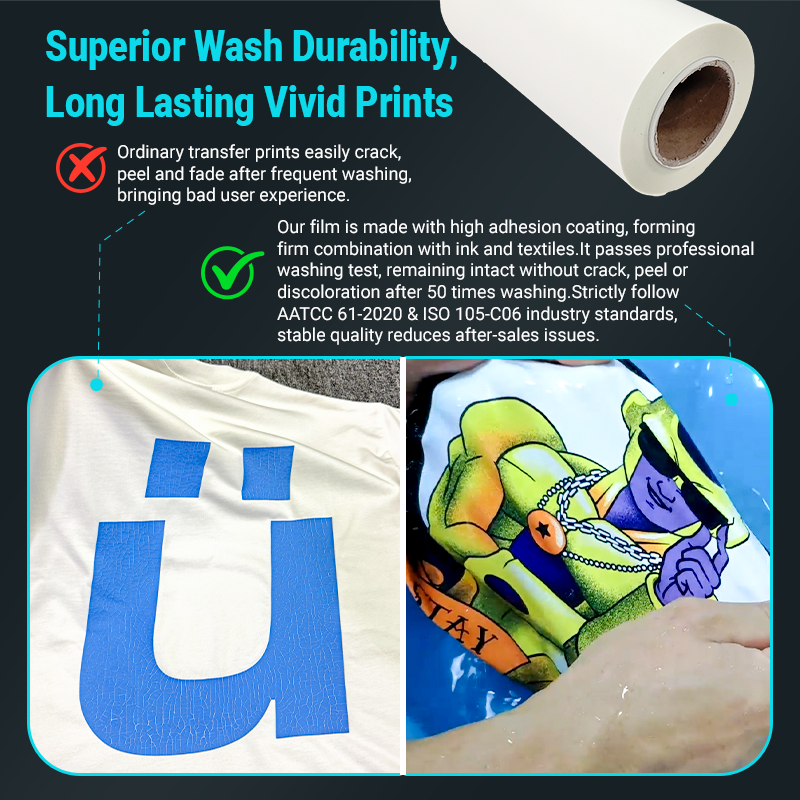 Hot Cold Instant Peel 33cm DTF Film FREE SHIPPING USA 100M Roll for Epson DTF Printer T-shirt Transfer