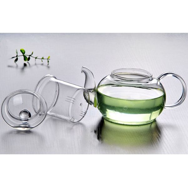 Home Clear Glass Tea Kettle , Blooming Loose Leaf Heat Resistant Glass Teapot