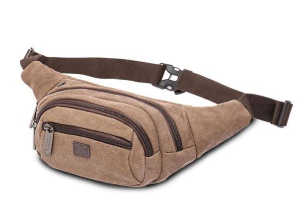 Black Sports Mens Waist Bags Barrel Shaped  With Ears Line Hole