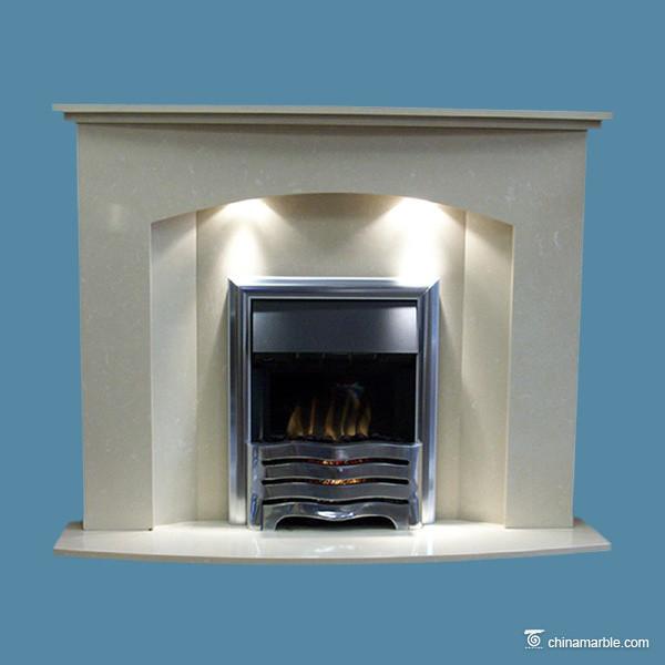 White Marble Fireplace Surround , Marble Tile Fireplace Facing Anti - Scratch