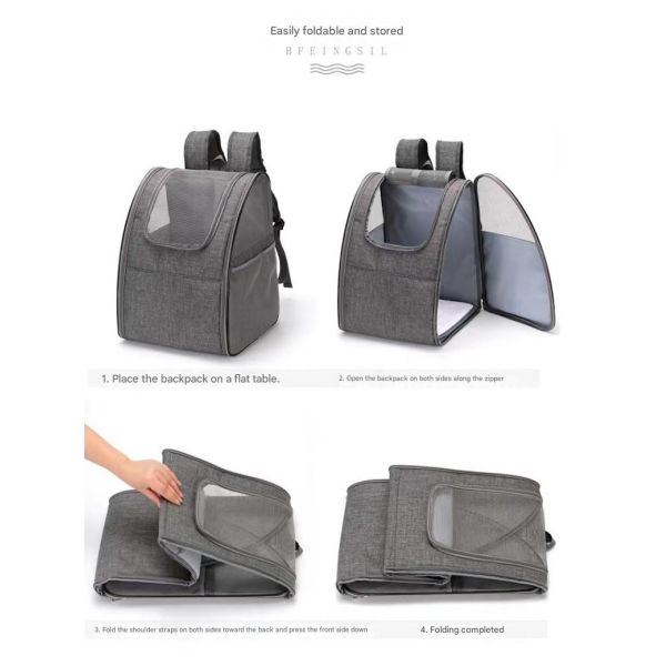 34*28*42CM Gris Mochila plegable para mascotas Tejido suave Mochila bonita para gatitas Estilo lindo / divertido / juguetón Para perfecto