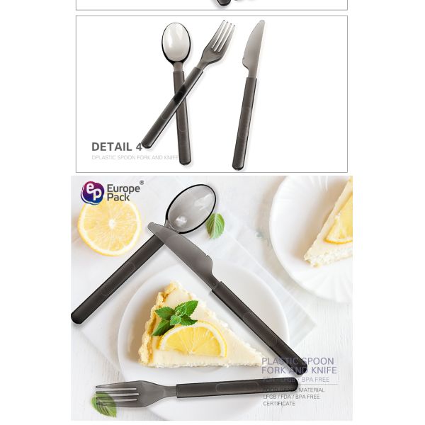 Eco-Friendly Dessert Plastic Knife Fork Spoon Ps Plastic Disposable Cutlery