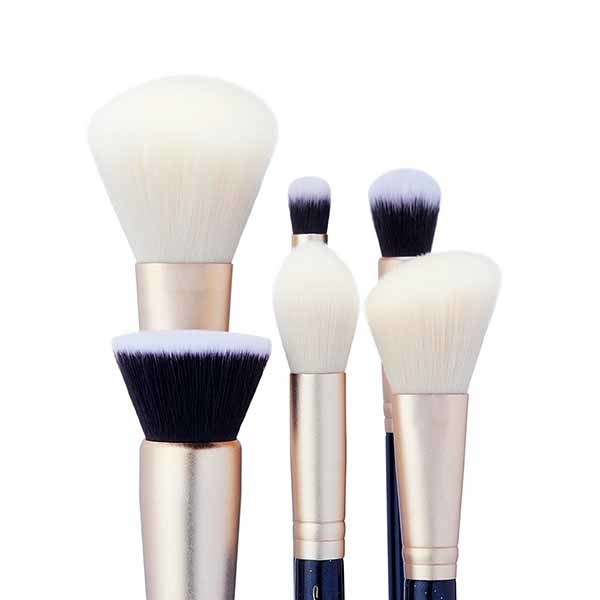 6pcs Prussian Blue / Golden Sands Face Makeup Brush Set Angled Blush Finish T488