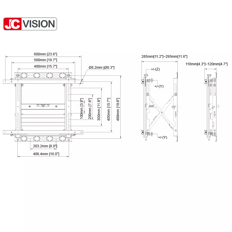 O serviço completo elimina o suporte da montagem da parede da tevê laminou o preto de aço do pó