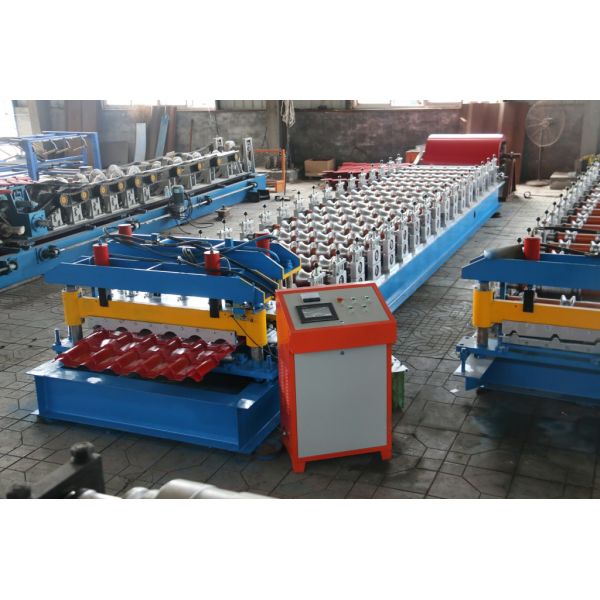 Aluminium Roofing Glazed Tile Roll Forming Machine PLC Control With Different Language