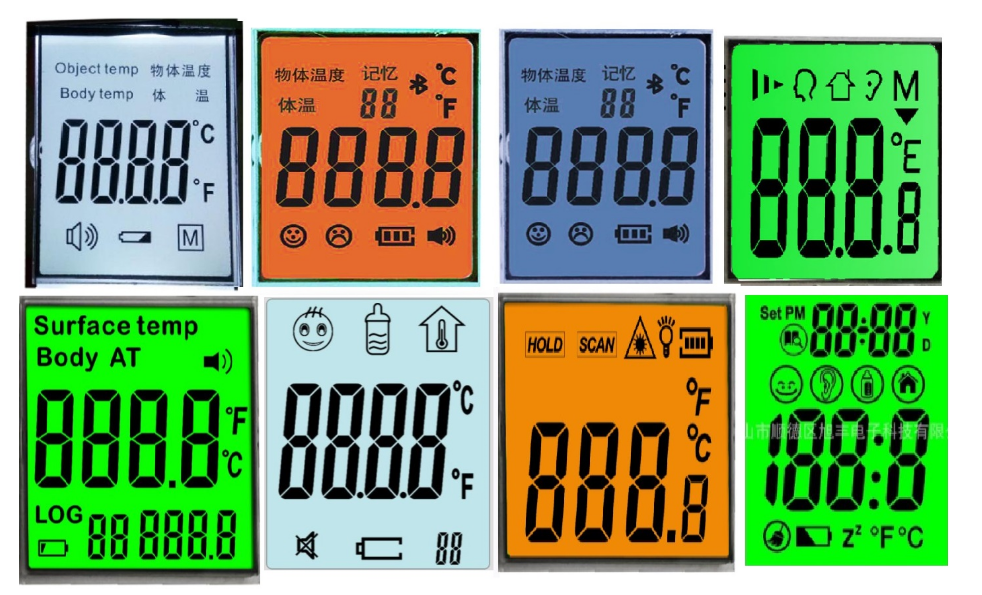Интерфейс LCD зебры делит на сегменты дисплей для ультракрасного термометра