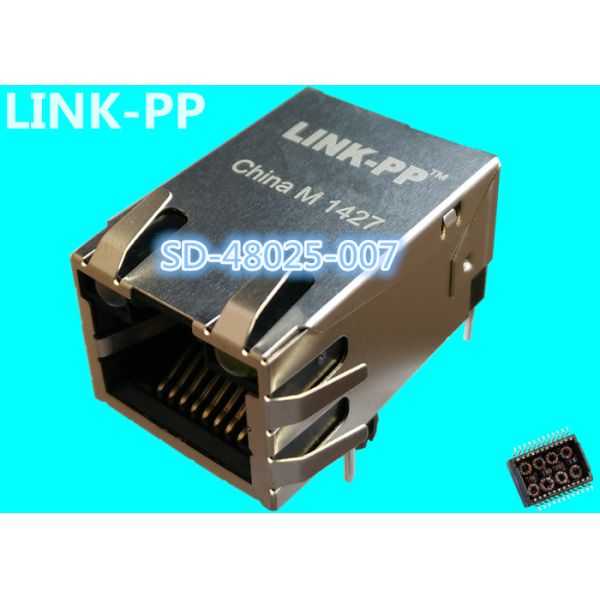 SD-48025-007 Magnetic RJ45 Jack LPJ1035AHNL 10 / 100M 25.4mm Shiled With LEDs