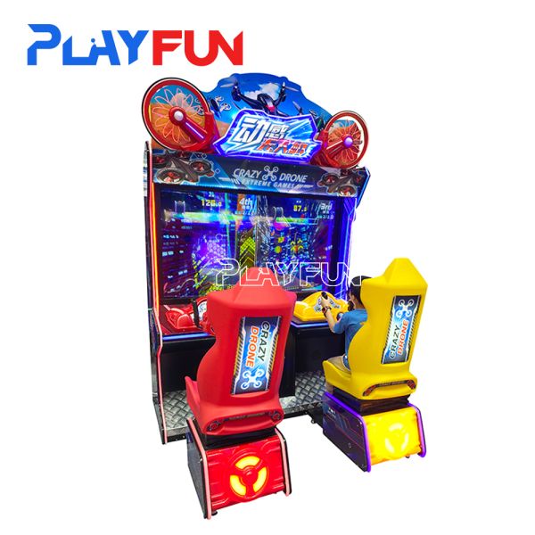 Playfun 2 Players Video Arcade Racing Games Crazy Drone 55 Inch Screen Simulator Cars Driving Game Machine
