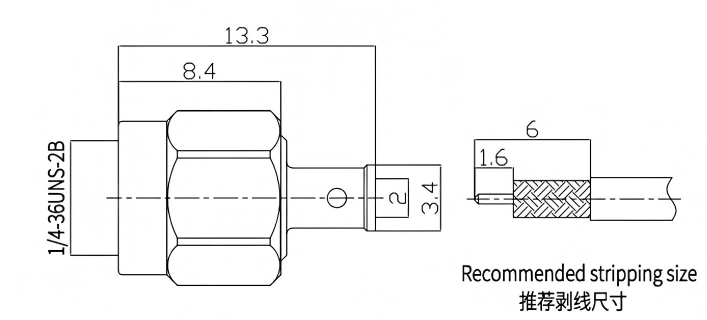 Gold-plated Brass RF Connector K Type 2.92mm with PEI Insulator for DC-40GHz Applications