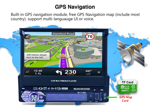 Gps Navigation Car MP5 Player ROHS 7 inch double din dvd player 178*50mm