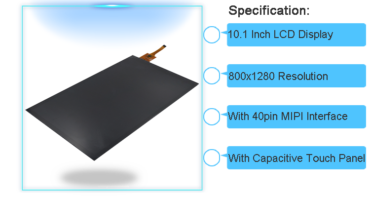 TFT 10.1 Inch Display 800x1280 WXGA Screen LCD Touch Panel 40Pin MIPI Interface