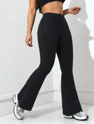 Black stretch flared jeans