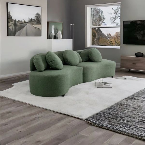 Customized Boucle Fabric Sofa White Fabric Couch Set Home Luxury