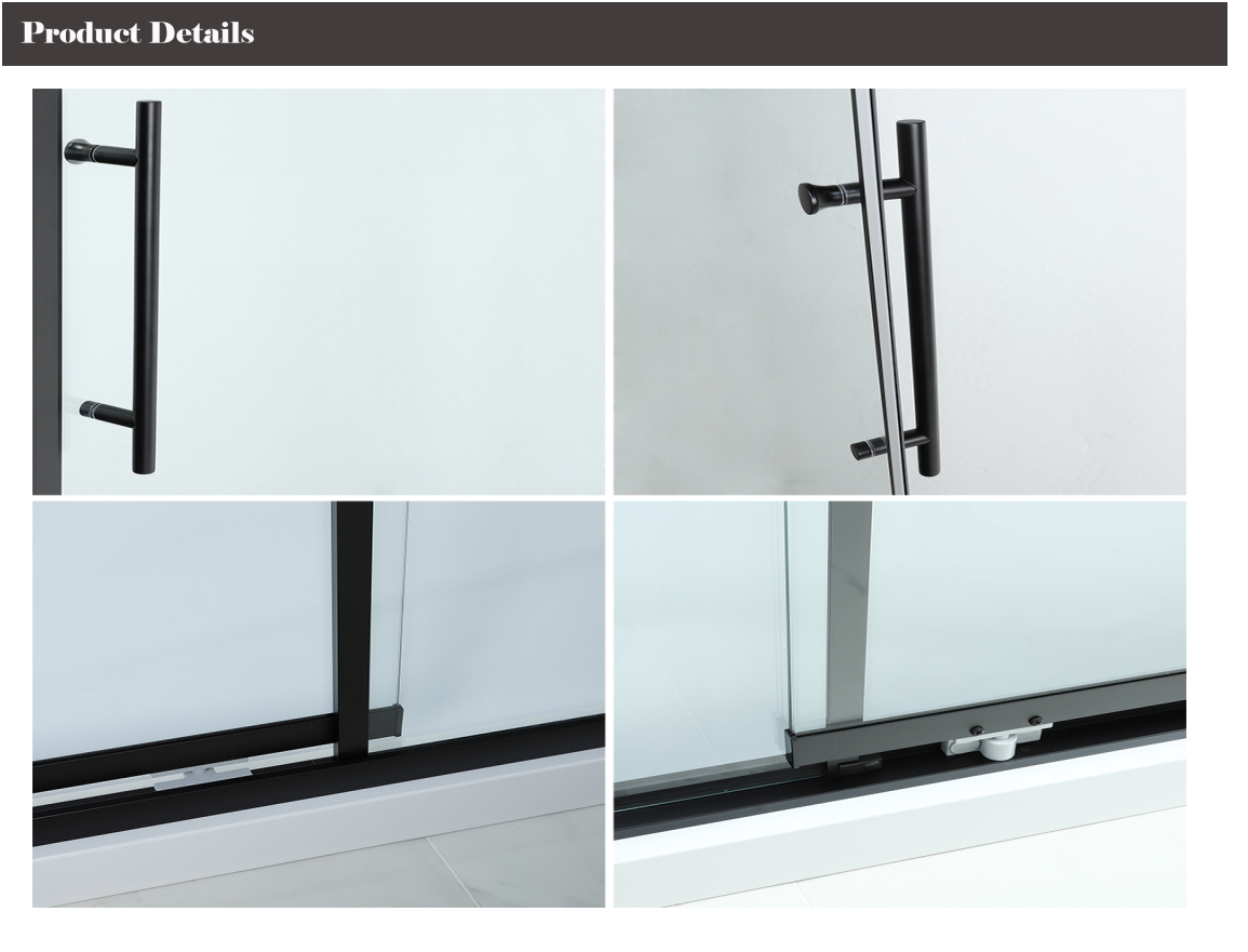 Extruded Aluminum Bathroom Doors , Vertical Waterproof Sliding Door Tinted Glass