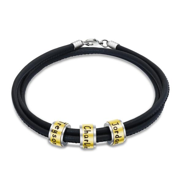75MM 304 homens de couro de aço inoxidável gravou braceletes