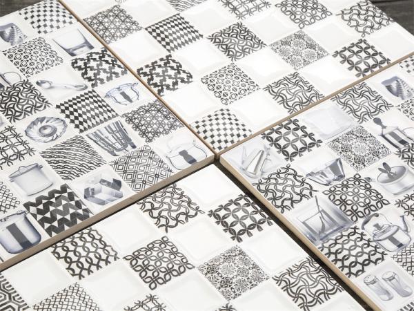 30x30cm Black and White Encaustic Ceramic Rustic Tile