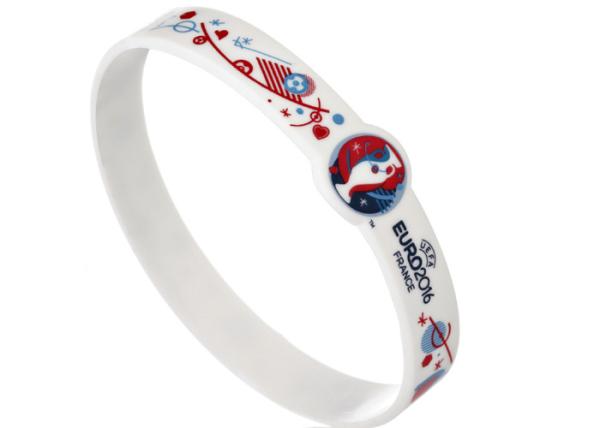 Solid White Color CMYK Imprinted Promotional Custom Silicone Rubber Wristbands