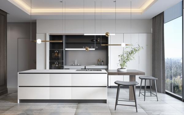 Montar Custom L-Formado Laca Branco Shaker Armários de Cozinha