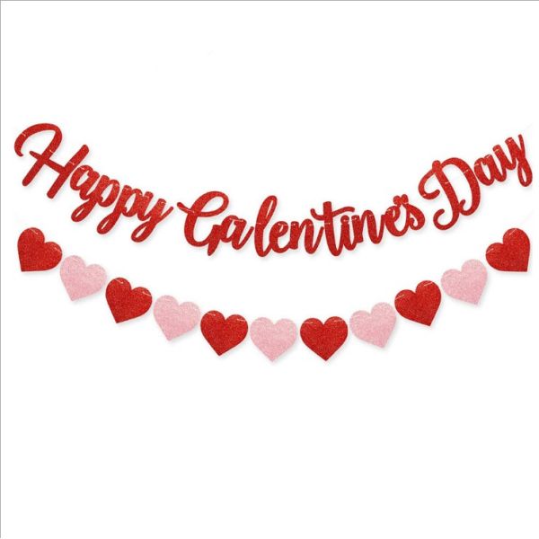 знамя знака дня Святого Валентина деталей украшения партии сердца яркого блеска 10.5cmx16cm счастливое