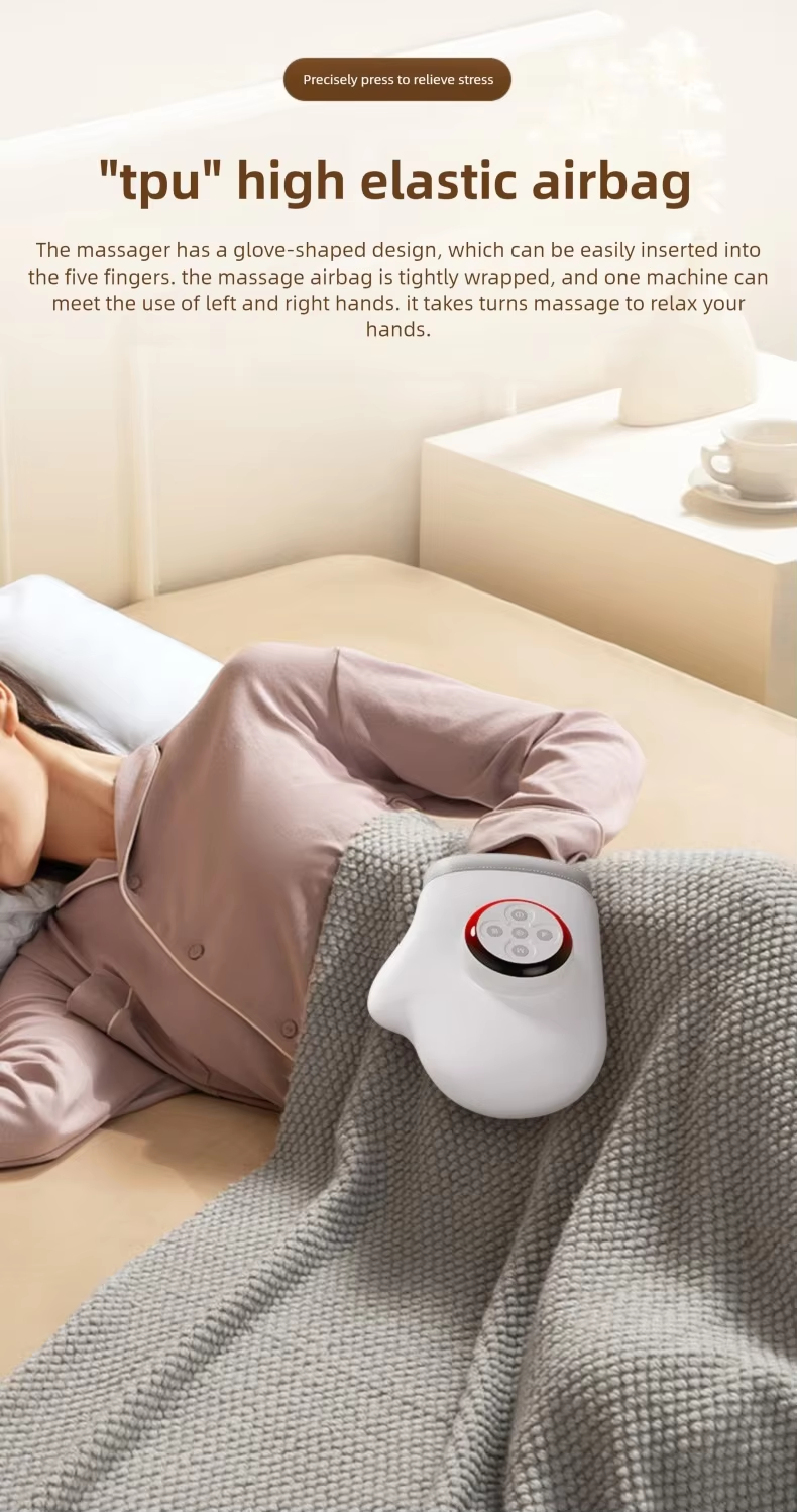Smart Cordless Hand Massager with 5-Level Air Compression and 3-Mode Heating Therapy for Finger Joint Relief