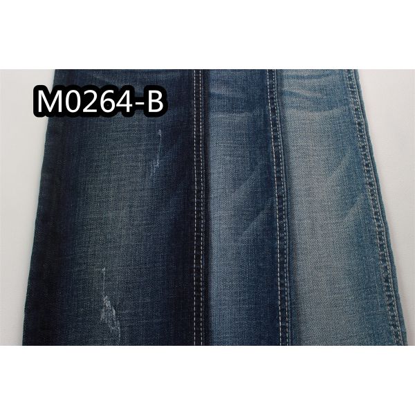 Custom 9.7Oz Cross Hatch Cotton Denim Fabric Stretchy Super Dark Blue