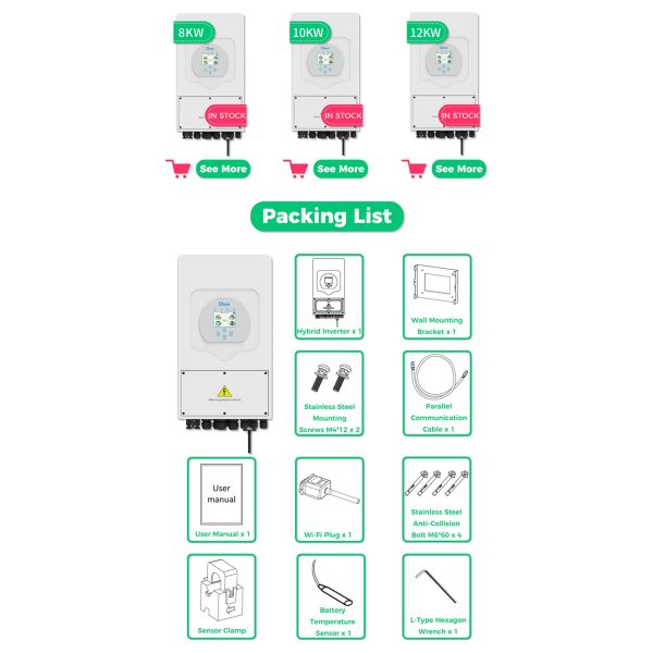 Deye Hybrid Inverter 8kw Single Phase MPPT Controller Available the Ultimate Solar Power System for Home Use