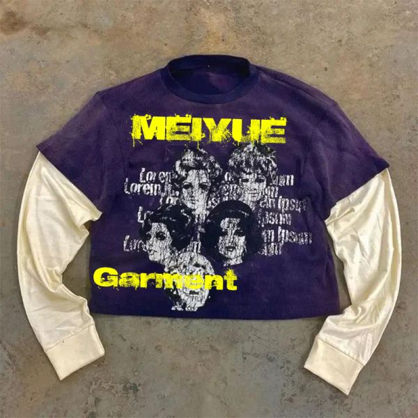 Digital Print Vintage Long Sleeve Tee Graphic Long Sleeve Shirts 220 Grams 250gsm