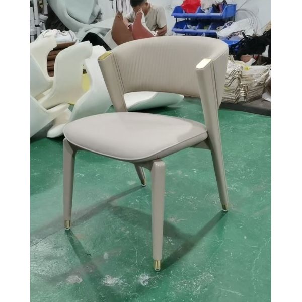 Modern Upholstered Leather Dining Room Furniture Chair Designed with Italian Metal Legs and Wooden Frame Luxury