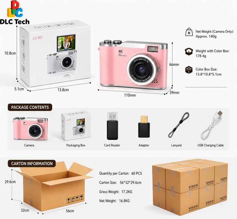 DLC LK007 High Definition 4800W CCD Camera Autofocus Function with Anti Shake Design Flip Screen Student Compact Digital Camera