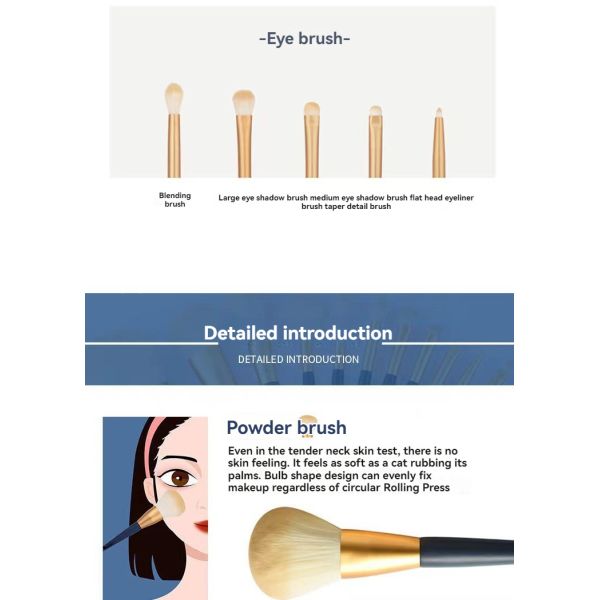 Wood Handle Makeup Brush Set 12 Concealer Blush Brow Lip Nose Shadow Eye Shadow Brush