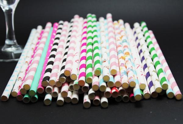 2018 new design food grade striped paper straws party drinking straws