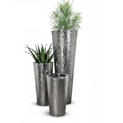 Hammered Pattern Aluminum Flower Pot Rust Proof For Home & Garden