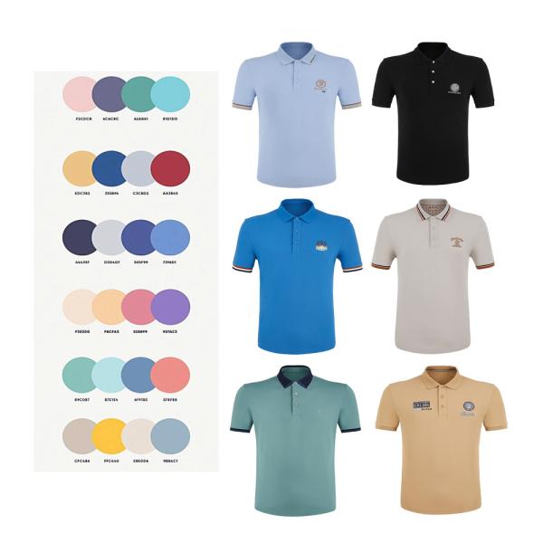Botão Polo Camisa de Manga Curta de Homem Logotipo de bordado de algodão Wingllar Homens de Negócios