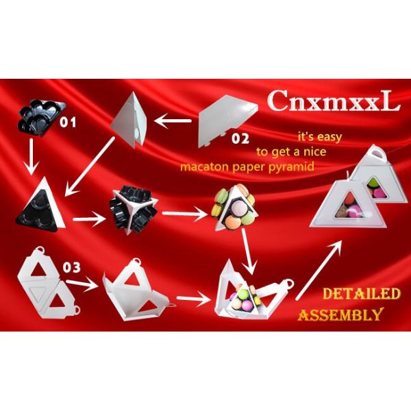 La pirámide de empaquetado del triángulo de la caja de Macaron forma la caja de empaquetado de la pequeña torta